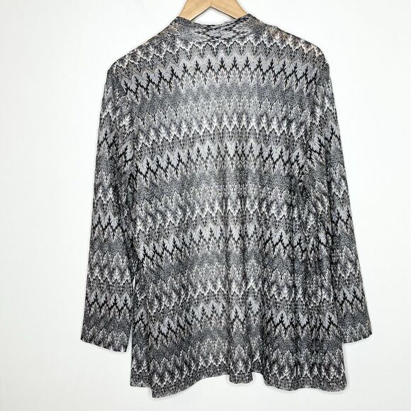 Chicos Travelers Sheer Metallic Open Cardigan Silver Beige Womens XL 3 - Picture 4 of 4